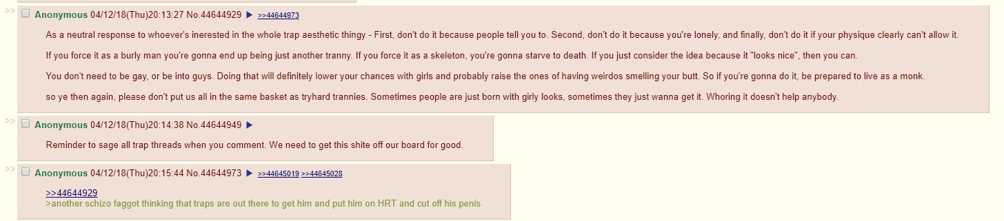 Transphobic posts are common on 4chan from /r9k/.