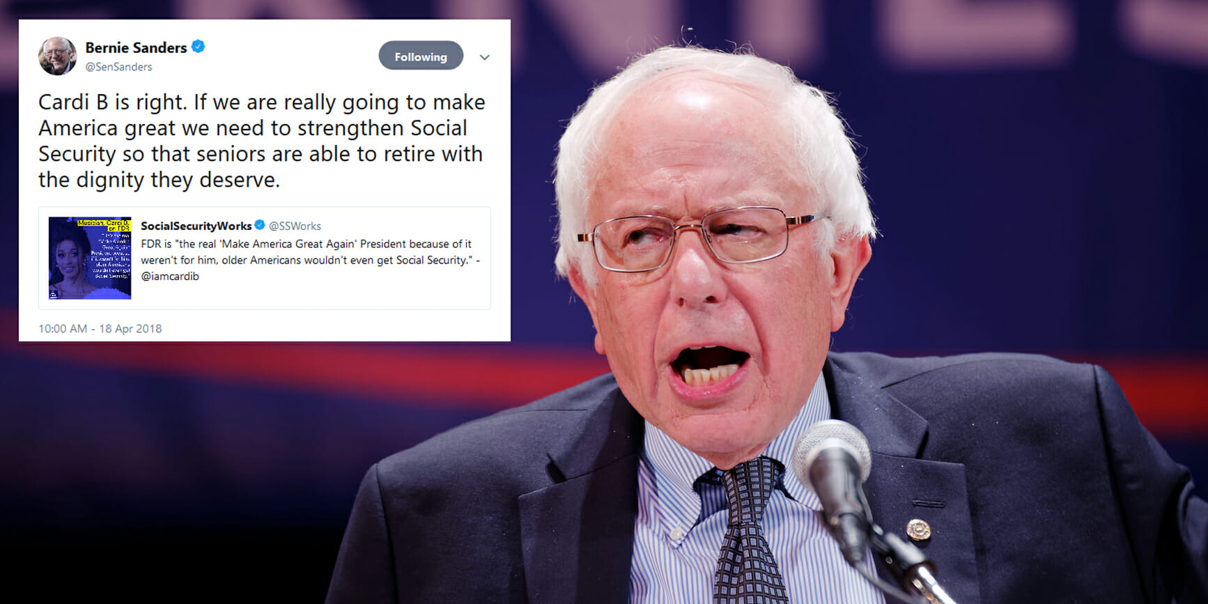 Bernie Sanders Endorses Cardi B's Stance On Social Security