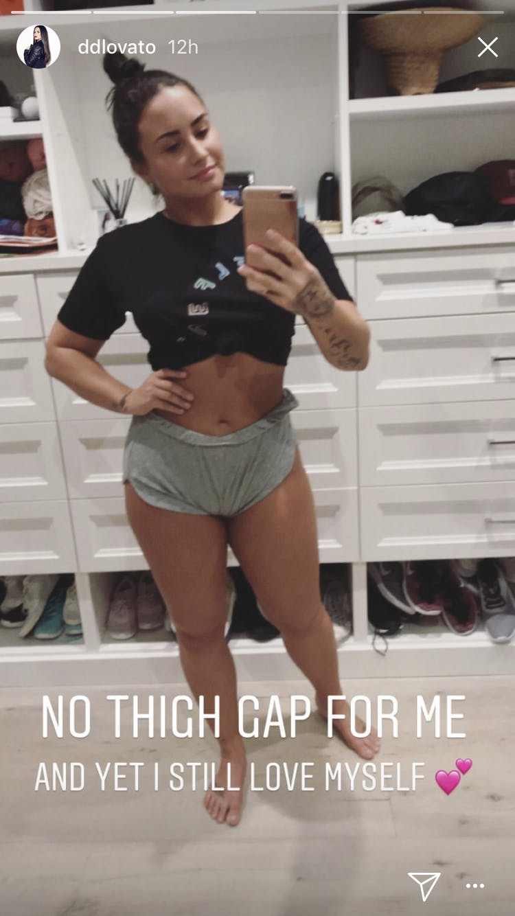Demi Lovato shared photos of her stretch marks, cellulite, and no-gap thighs on Instagram.