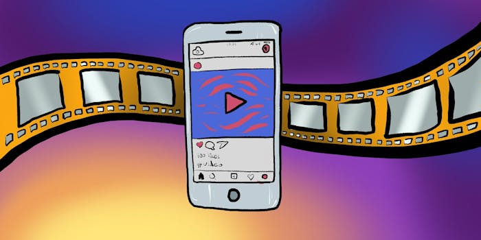 Instagram video: Illustration of phone with Instagram and film reel