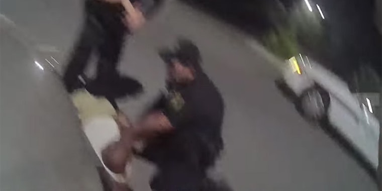 Body camera footage from officer Christopher Hickman shows him violently arresting Johnnie Walker, a Black man who was suspected of jaywalking.