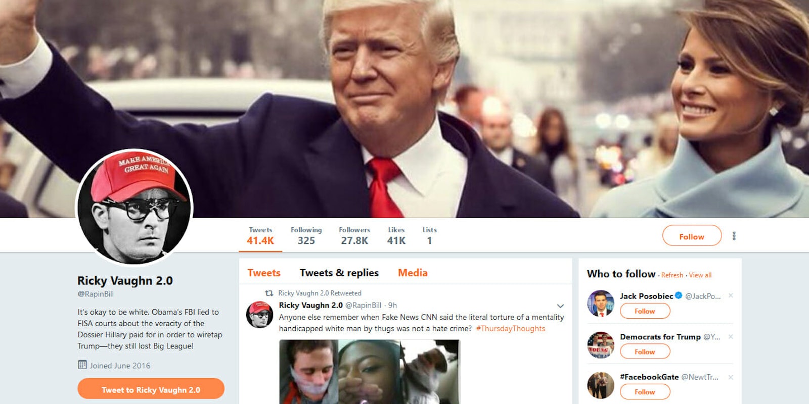 The person behind the popular Ricky Vaughn 2.0 Twitter profile that is aggressively pro-President Donald Trump has been unmasked.