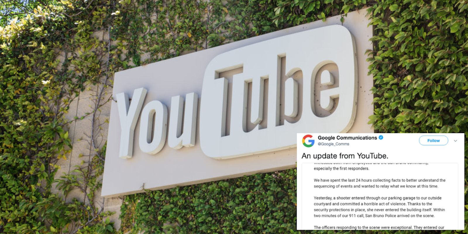 YouTube logo and Google tweet