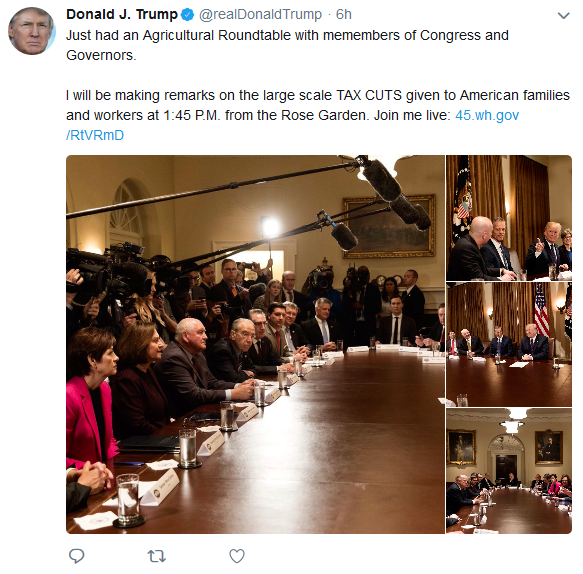 President Donald Trump deleted a tweet where Chief of Staff John Kelly was spotted in the background face-palming during an 'agricultural roundtable.' 