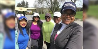 Five members of 'Sisters in the Fairway,' a golfing group of Black women, who say they were discriminated against at Grandview Golf Club.