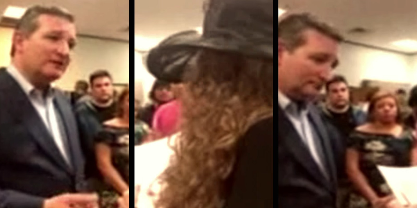 A woman asked Sen. Ted Cruz (R-Tx.) to take a DNA test to prove that he is human on Tuesday night. The exchange was posted on YouTube.