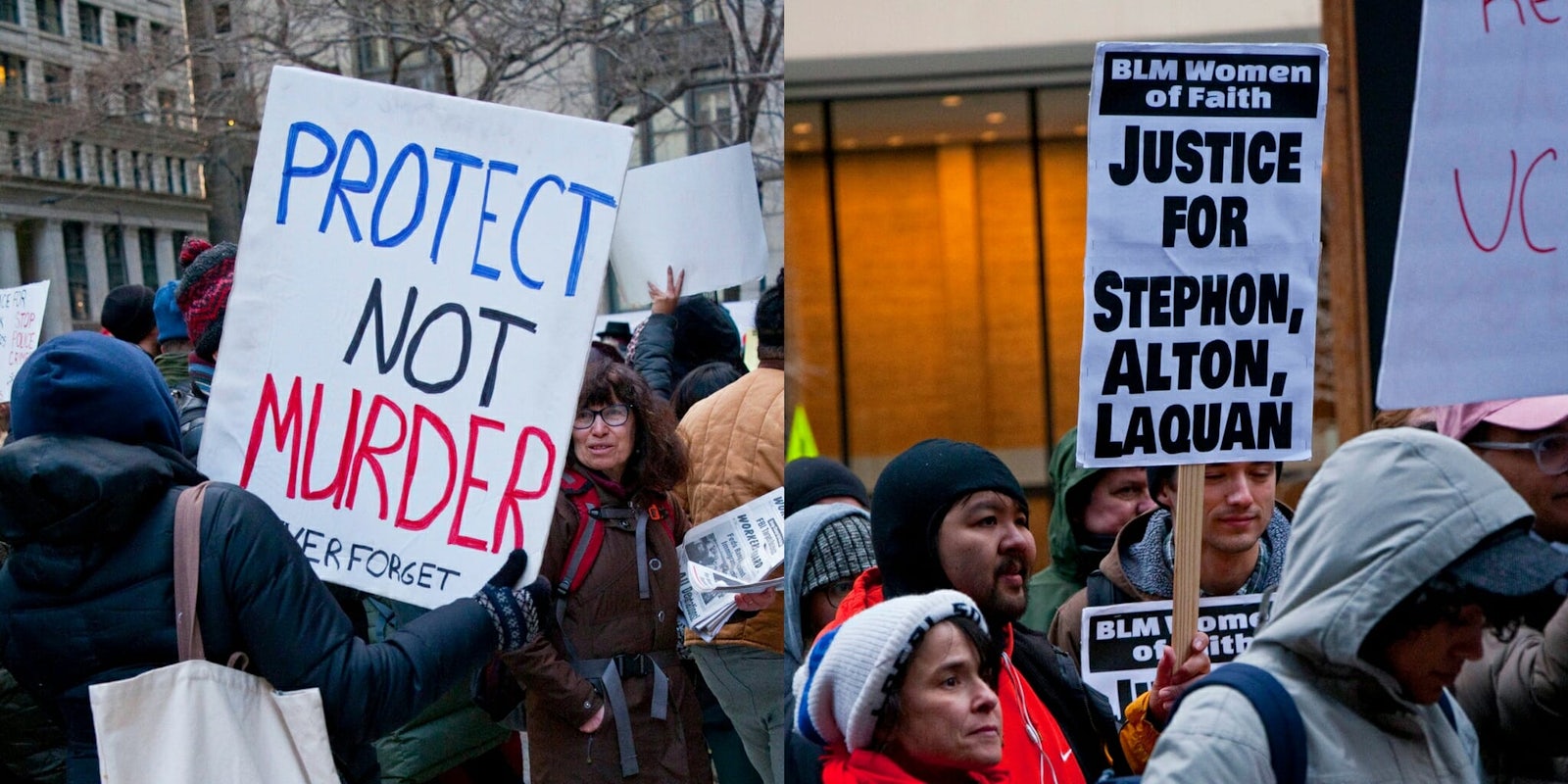 Protesters demand justice for Black men fatally shot by police officers.