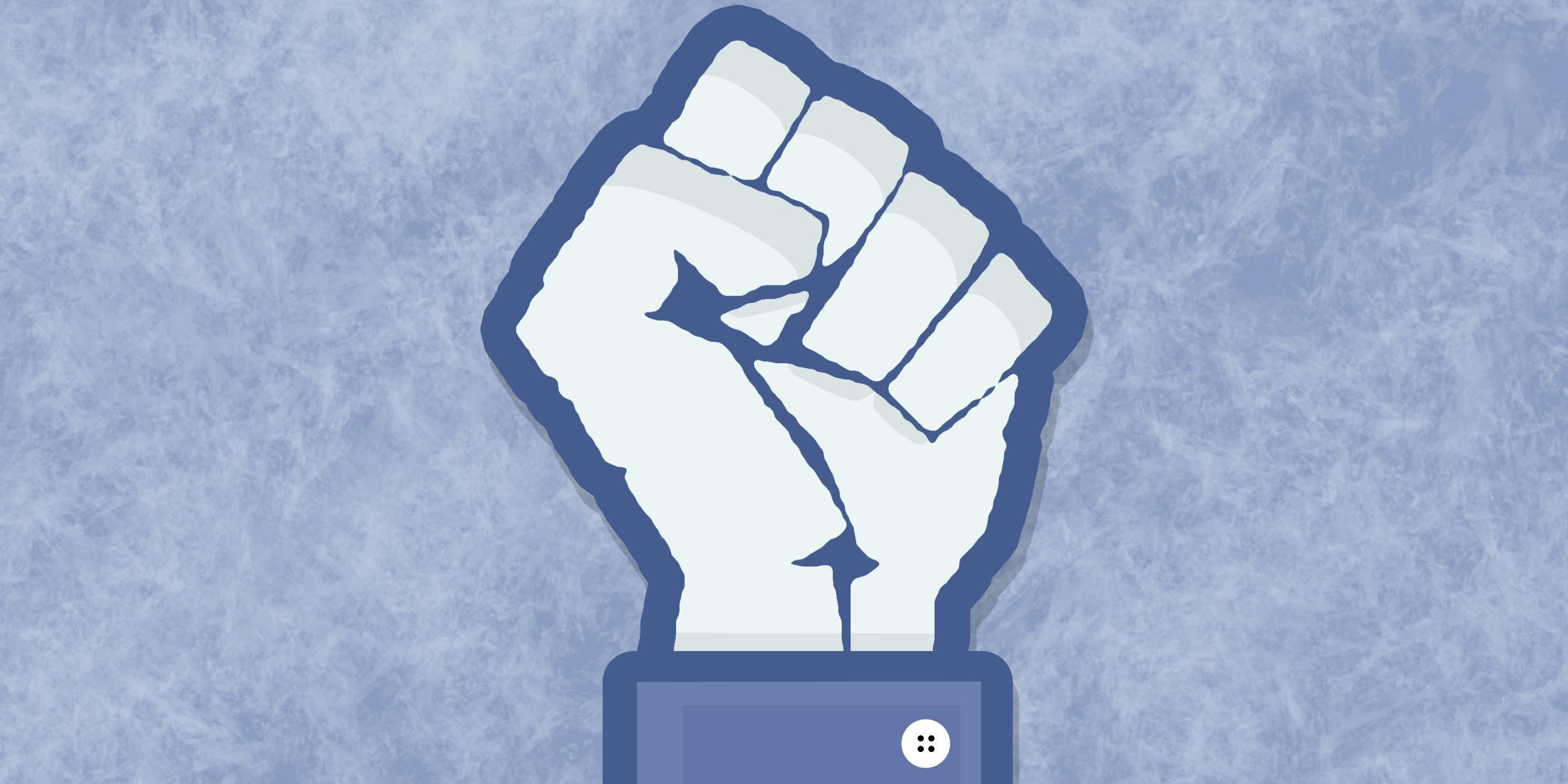 Facebook 'like' icon and black power fist mashup