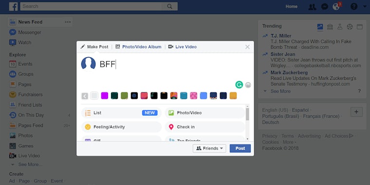 Facebook BFF status hoax
