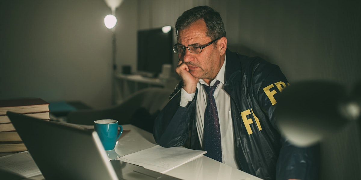 FBI agent looking at laptop