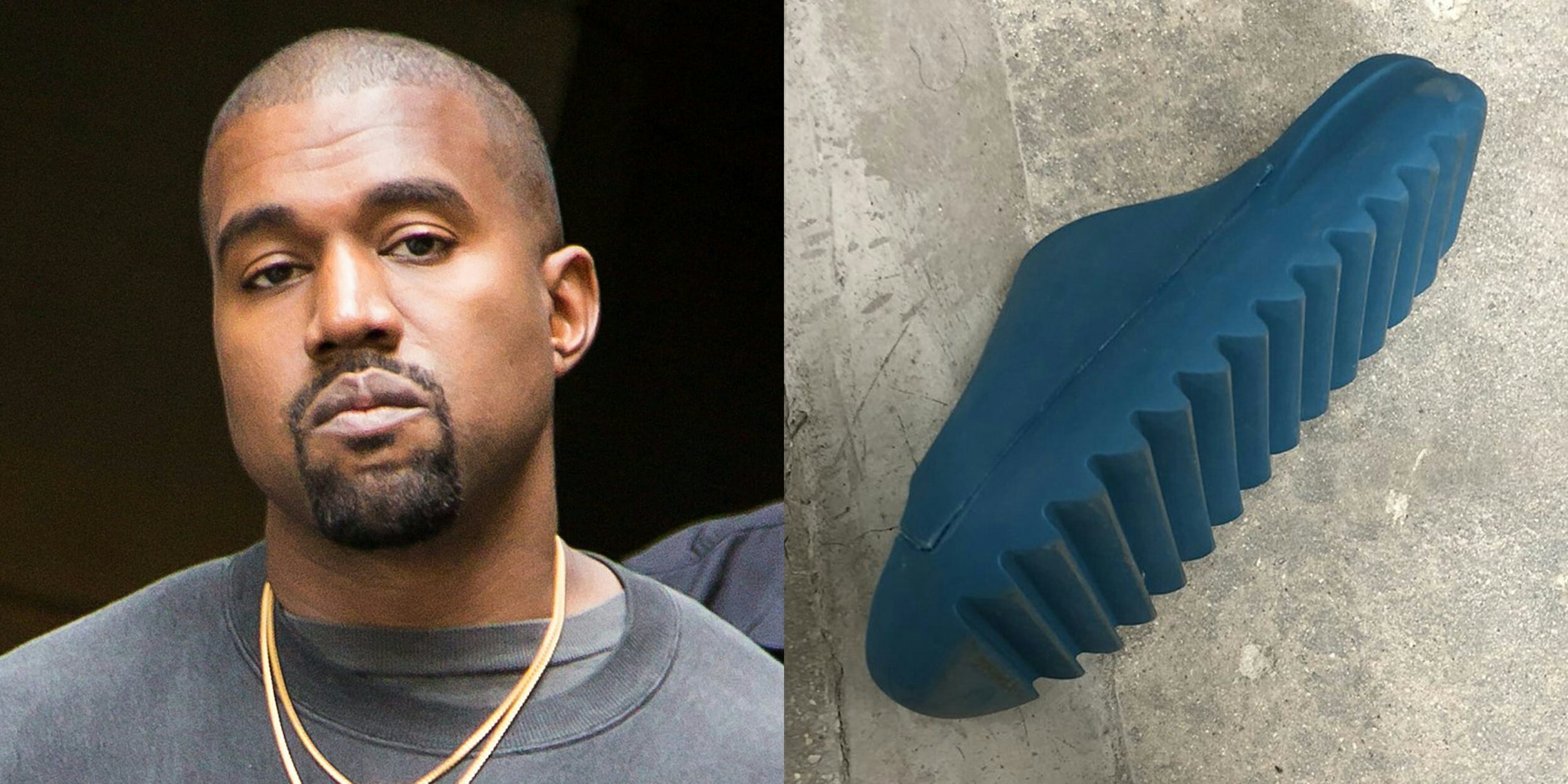Kanye West and his new Yeezy slides