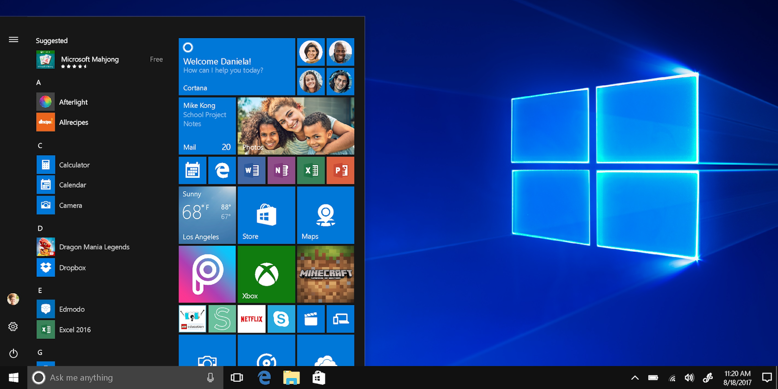Microsoft Windows 10 screen