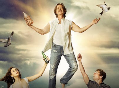 William H. MAcy stands in a Godlike pose in a scene from shameless