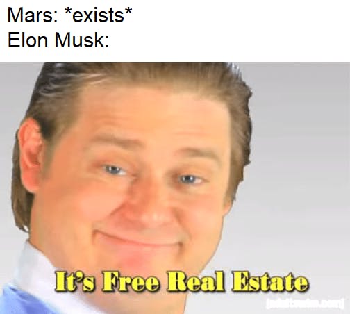 elon musk mars free real estate