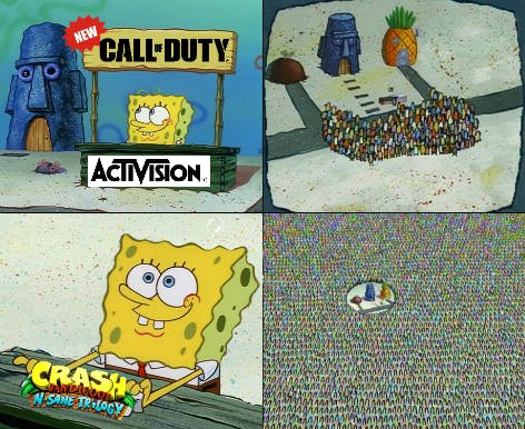 spongebob crowd hype meme