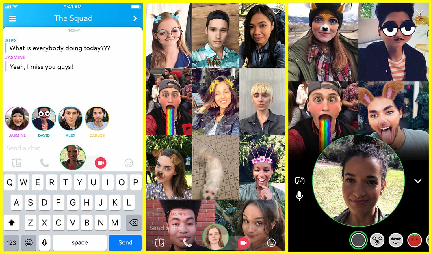 snapchat group video chat feature