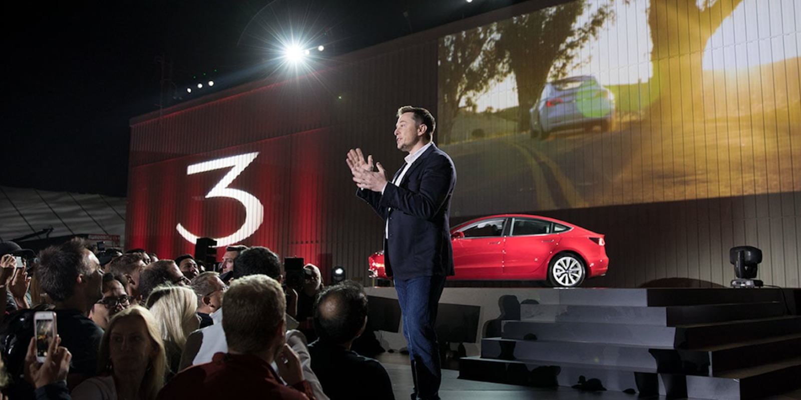 Elon Musk during Model 3 presentation