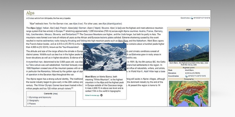 Wikipedia preview pages mockup