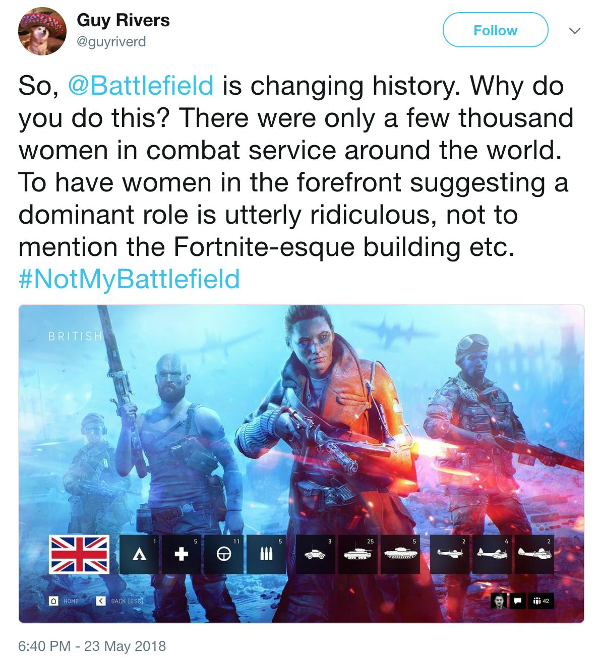 'Battlefield V' tweet