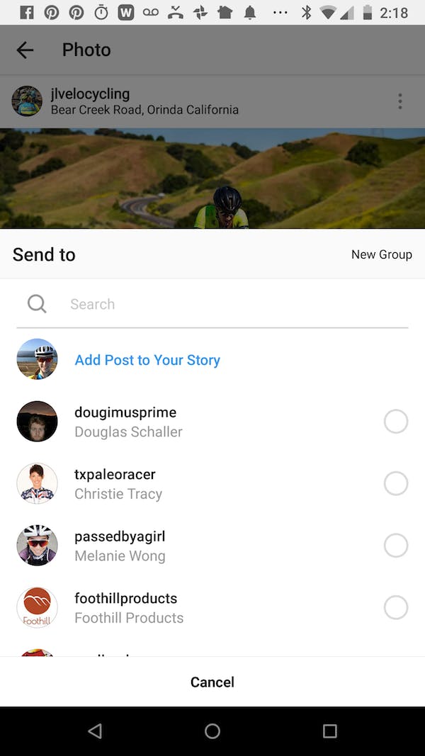Instagram share to stories for post