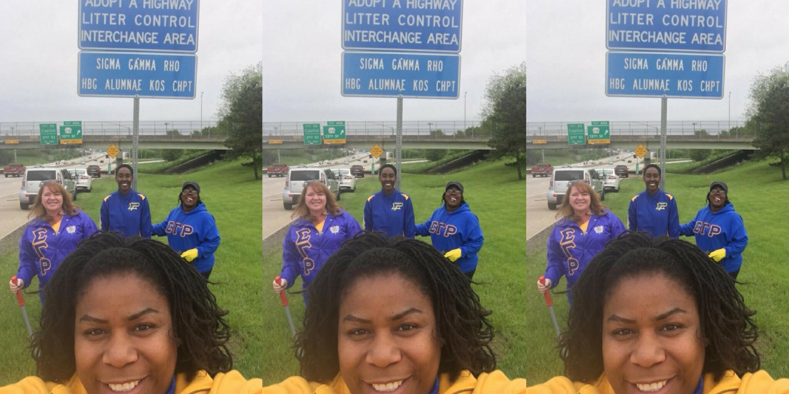 Sigma Gamma Rho sorority women who were questioned by police for cleaning up litter on the side of a highway.