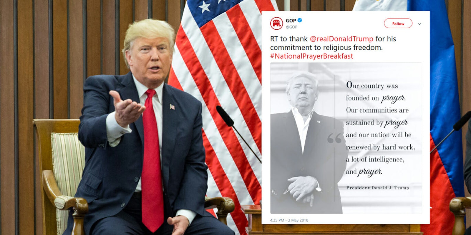 President Donald Trump proclaimed Wednesday as a 'National Day of Prayer,' and when the Republican Party tried to capitalize on that, it didn't go over well with people online.
