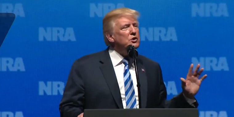 President Donald Trump addressed the NRA on Friday afternoon.