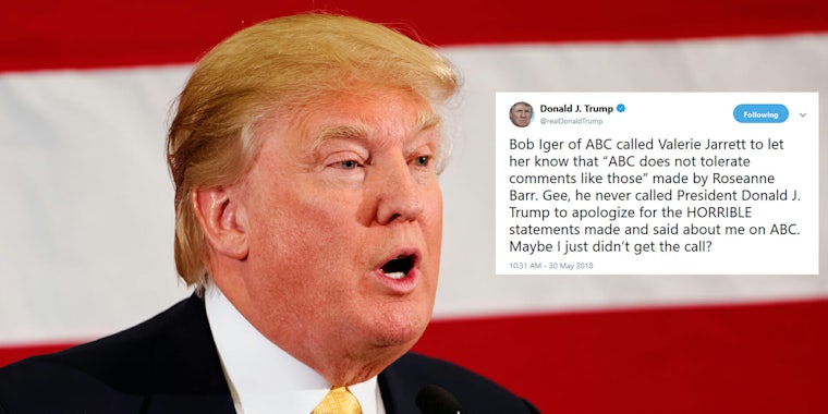 President Donald Trump weighed into the conversation on Wednesday afternoon surrounding ABC's cancellation of Roseanne Barr's show–but not in the way you'd probably expect. 