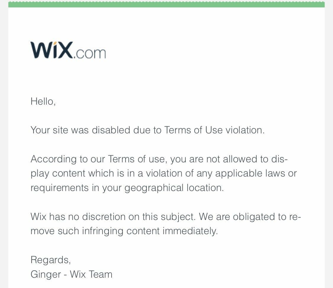 Sex worker Brooke Nichols says Wix shut down her website.