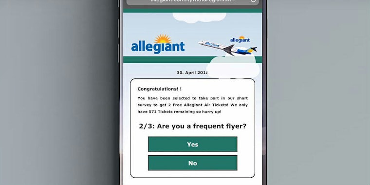 allegiant airlines phishing campaign on phone scams