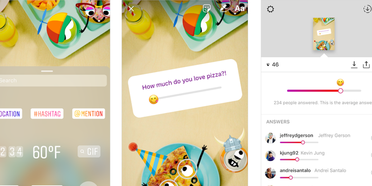 Instagram emoji slider screen grabs