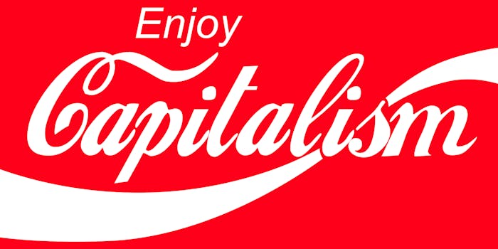 "enjoy capitalism" mockup of Coca-Cola logo