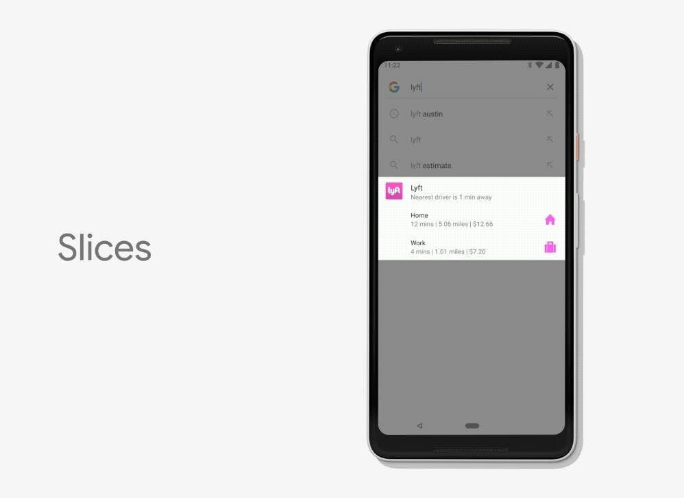 google slices feature apps android p