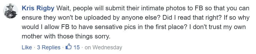 Kris Rigby revenge porn Facebook comment