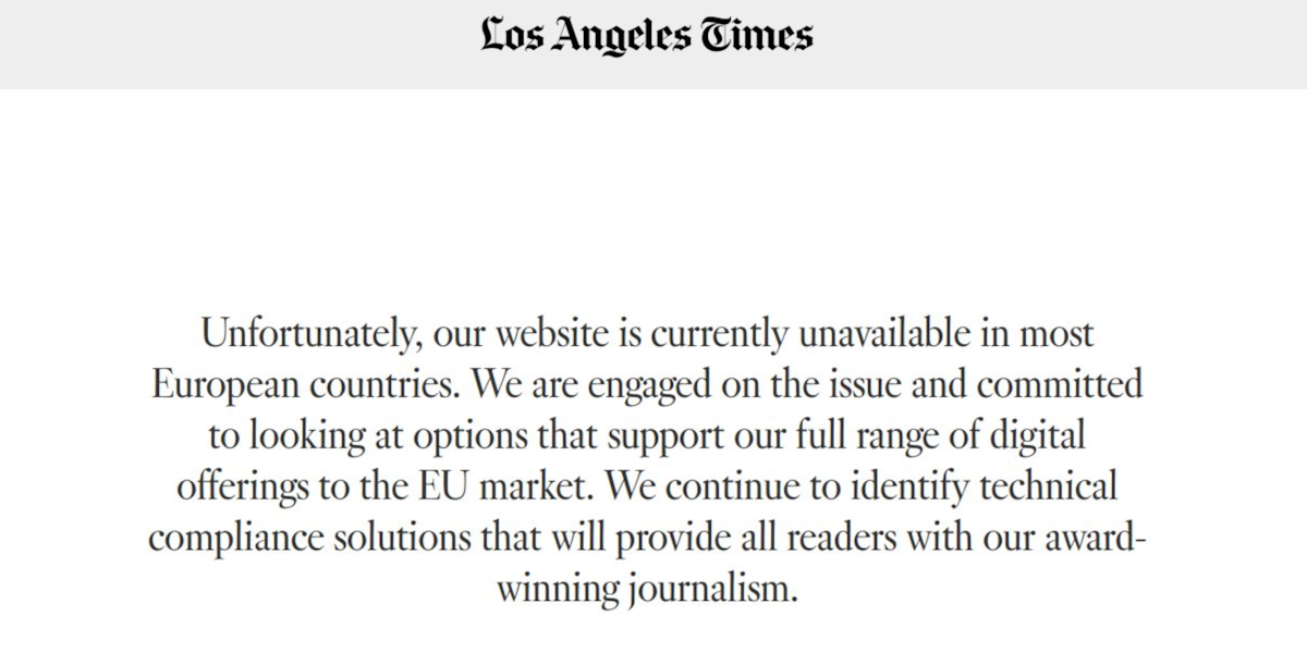 los angeles times gdpr newspaper news outlets