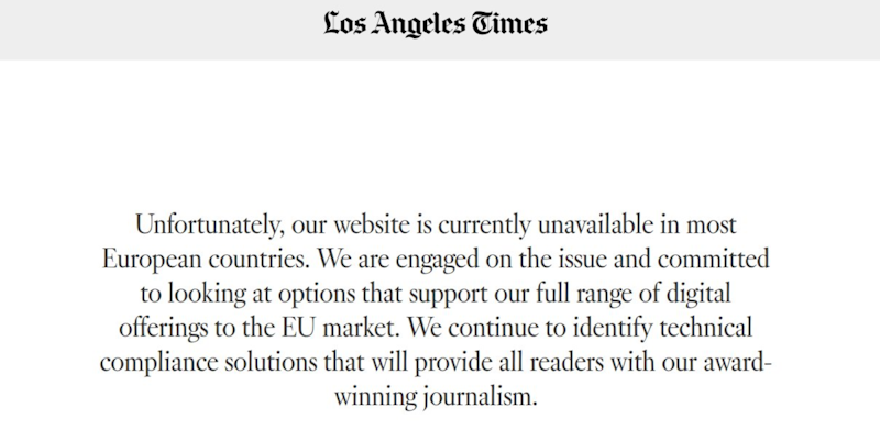 los angeles times gdpr newspaper news outlets
