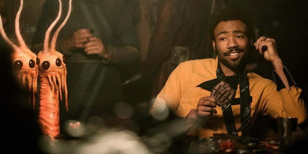 lando playing sabacc, the star wars card game, in Solo