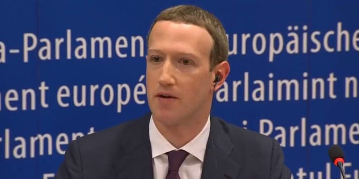 mark zuckerberg facebook eu testimony