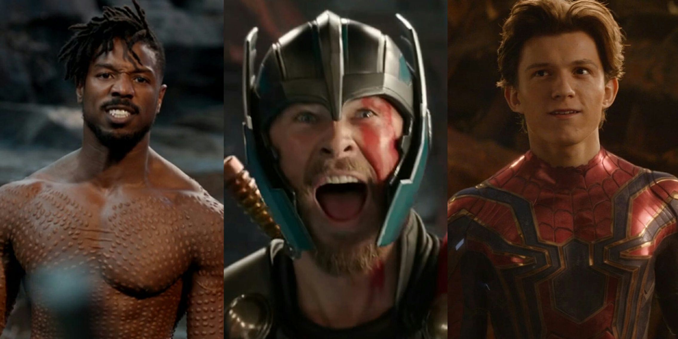 Killmonger, Thor, and Spiderman