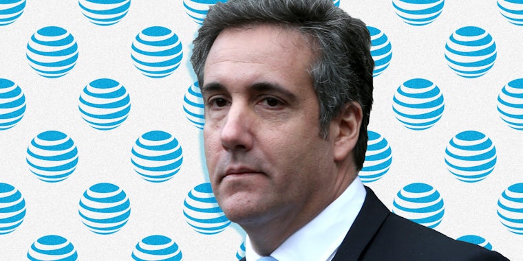 Michael Cohen and AT&T logo background