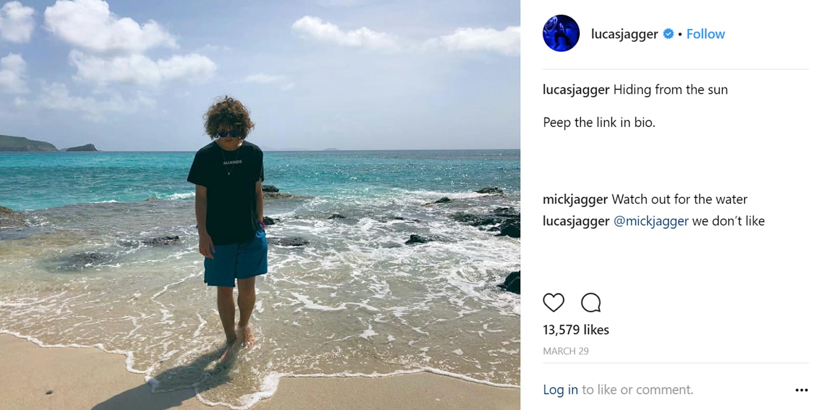 mick and lucas jagger instagram comment