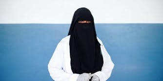 A nurse wearing a niqab.