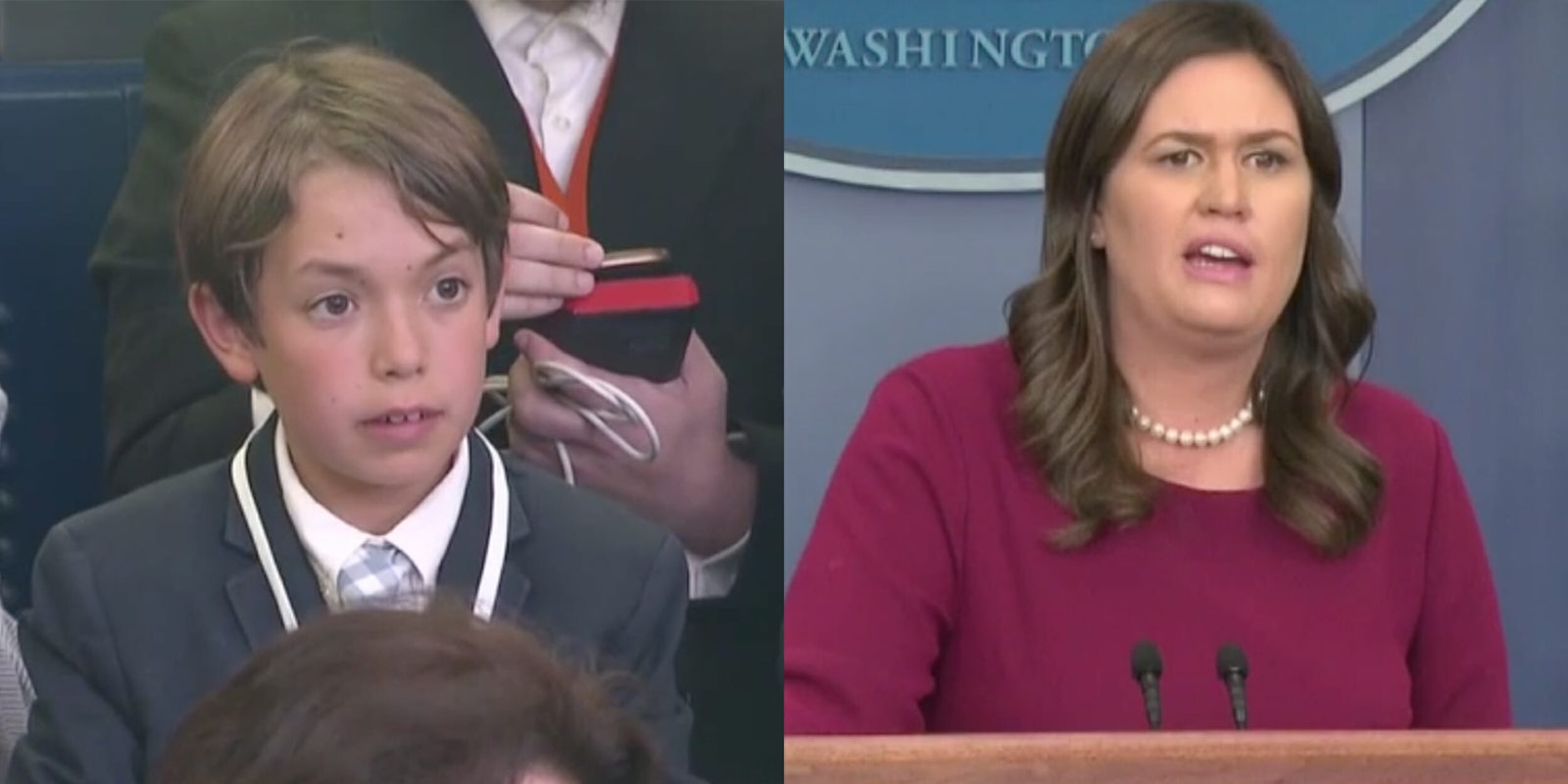 Sarah Huckabee Sanders choked up when a student journalist asked her a tough question about gun violence.