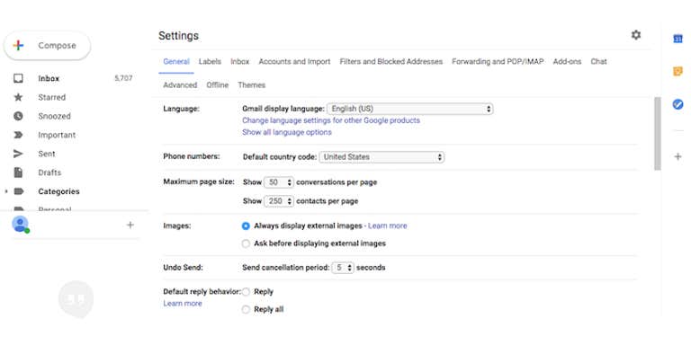 how to use gmail offline mode -Gmail Settings page