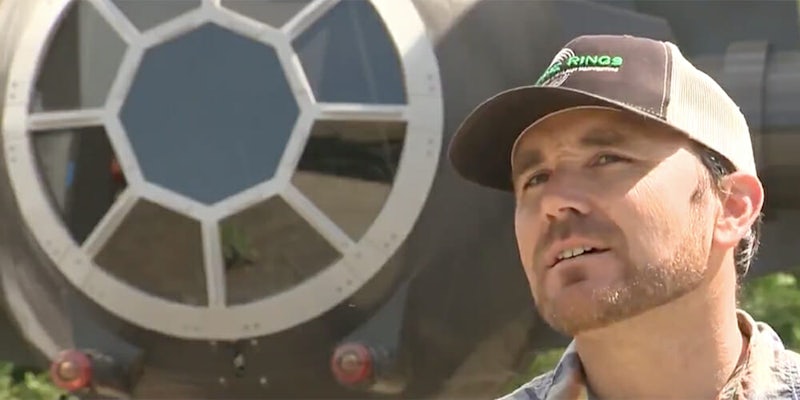 California almond farmer Erich Gemperle built a 14-foot Star Wars TIE fighter replica.