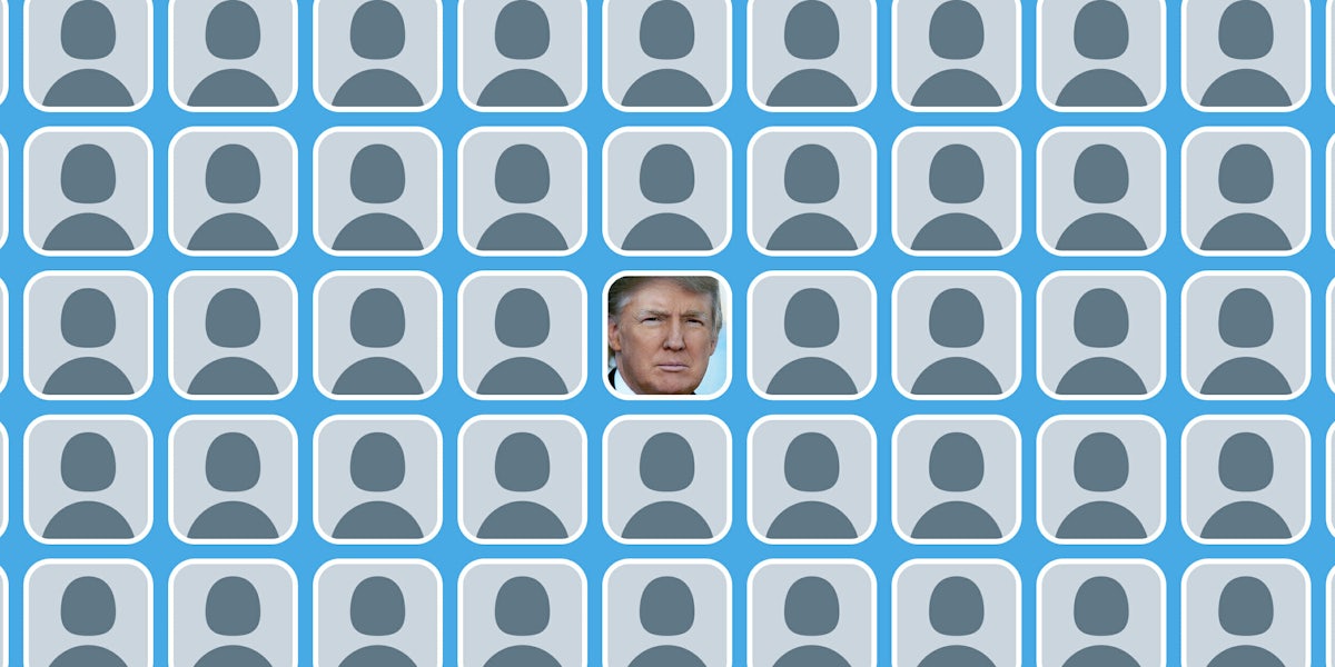 Donald Trump Twitter avatar amid default Twitter avatars