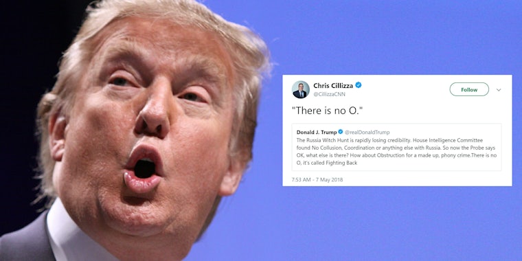 Donald Trump with 'There is no O' tweet