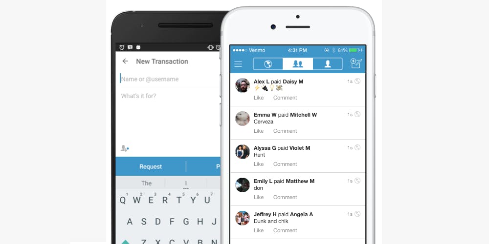 Venmo app on iOS and Android