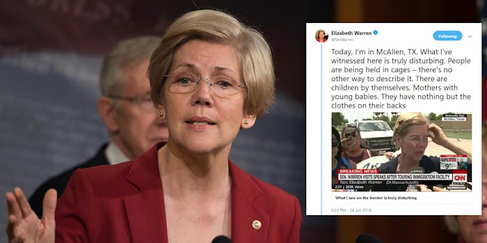 Sen. Elizabeth Warren (D-Mass.) called a immigration facility in Texas a 'disturbing picture' after she toured one on Sunday, according to reports. 