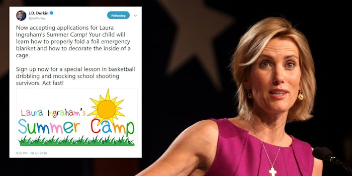Fox News pundit Laura Ingraham weighed into the debate about undocumented children being separated from their parents at facilities along the border by comparing the detention centers to 'summer camps.'